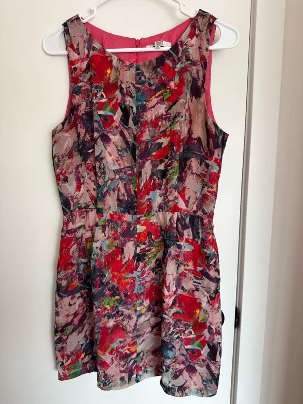 BB Dakota Sleeveless Abstract Floral Mini Dress - Pink & Red